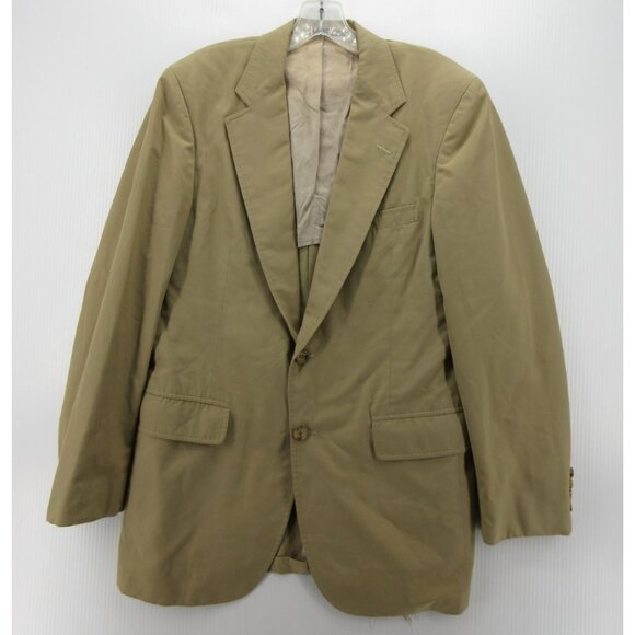 VINTAGE Paul Stuart Sport Coat 40 Khaki Blazer Jacket Canvas USA *